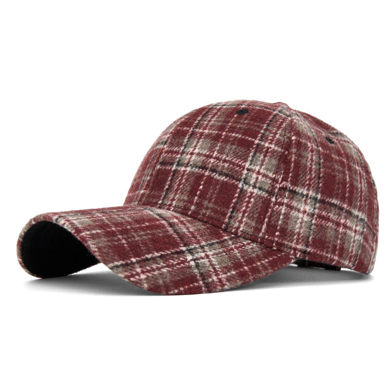 Customizable Autumn and Winter Hard Top Plaid Baseball Cap