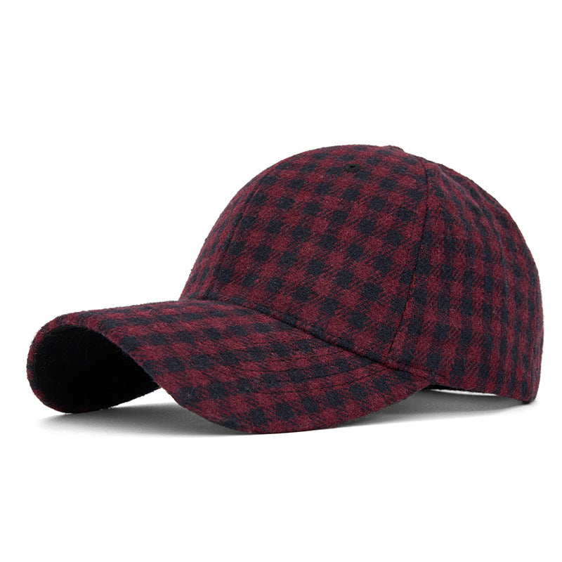 Customizable Autumn and Winter Hard Top Plaid Baseball Cap