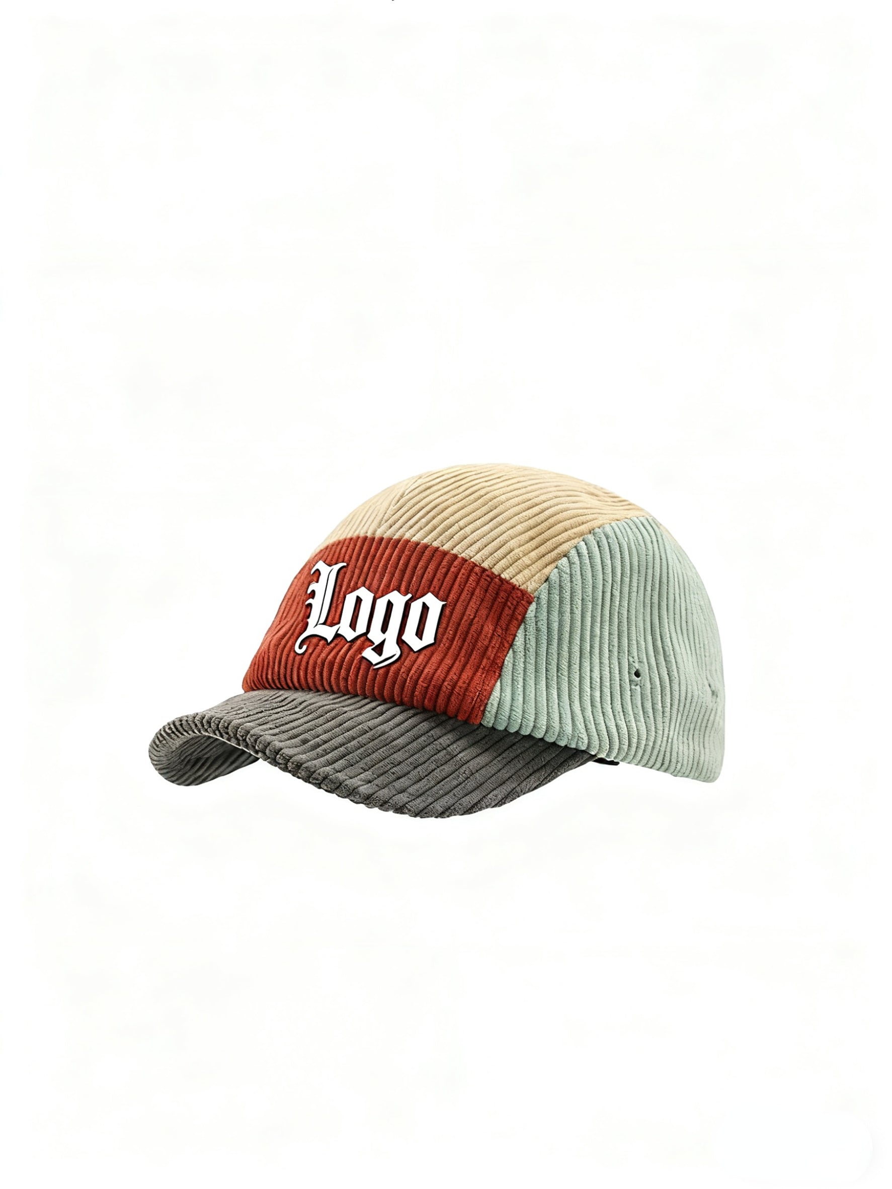 Customizable Corduroy Color-Block Five-Panel Cap