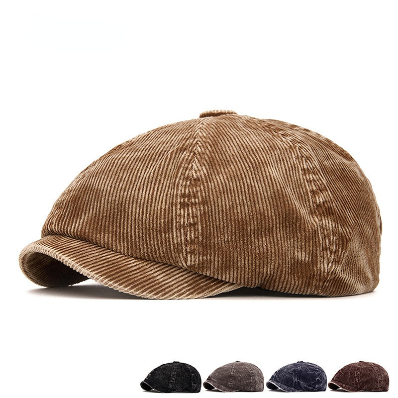 Customizable Washed Corduroy Octagonal Hat