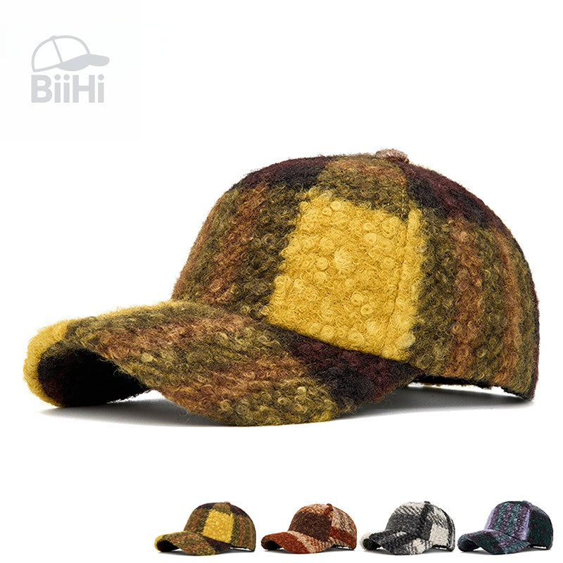 Customizable Chunky Knit Baseball Cap - Plaid & Colorblock Collection