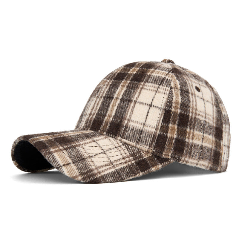 Customizable Autumn and Winter Hard Top Plaid Baseball Cap