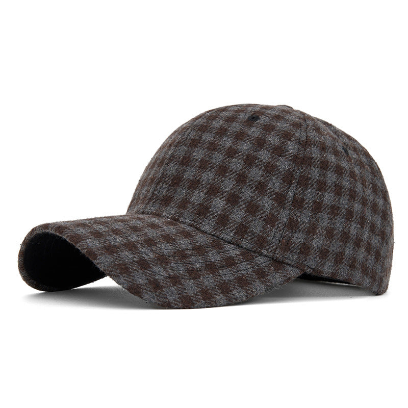Customizable Autumn and Winter Hard Top Plaid Baseball Cap