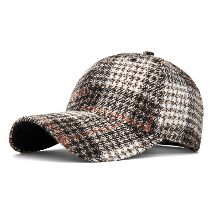 Customizable Autumn and Winter Hard Top Plaid Baseball Cap