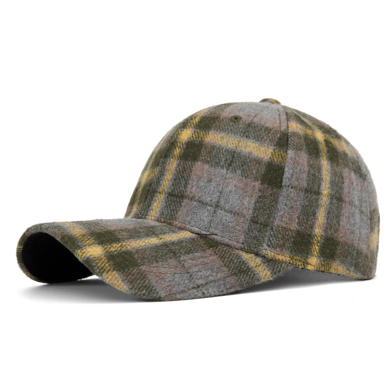Customizable Autumn and Winter Hard Top Plaid Baseball Cap