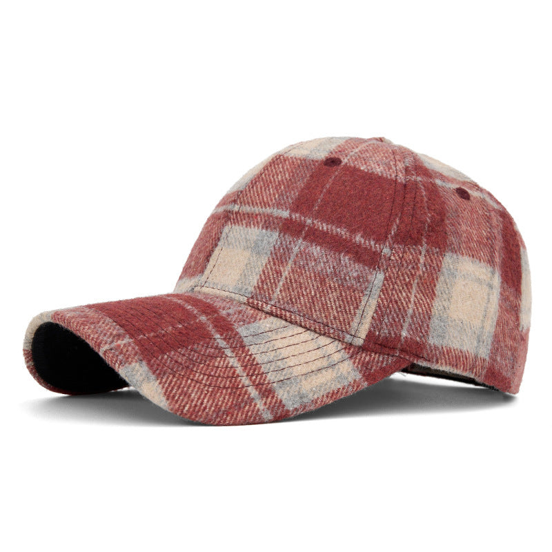 Customizable Autumn and Winter Hard Top Plaid Baseball Cap