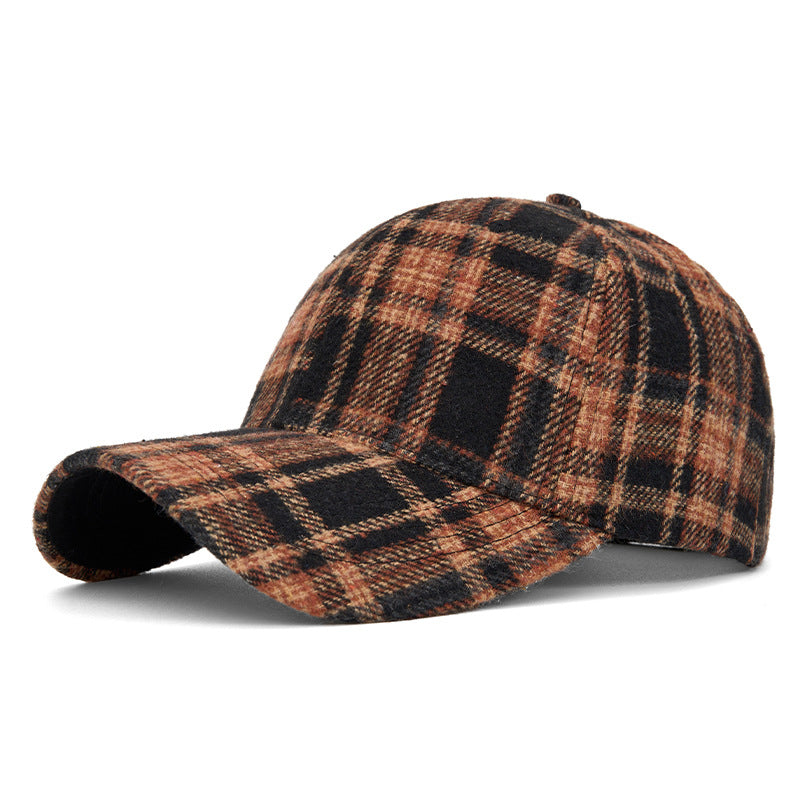 Customizable Autumn and Winter Hard Top Plaid Baseball Cap