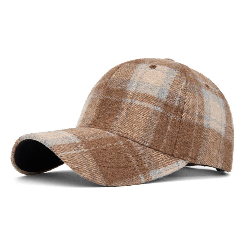 Customizable Autumn and Winter Hard Top Plaid Baseball Cap