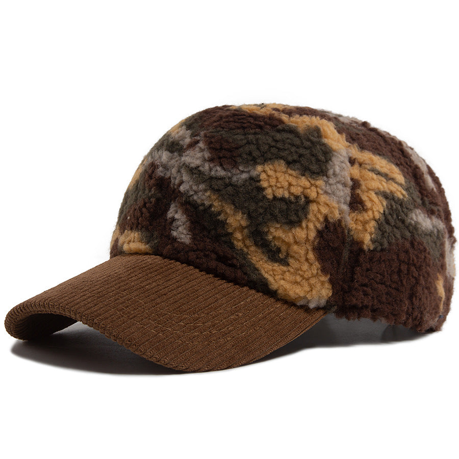 Customizable Winter Camouflage Baseball Cap with Colorful Knit Bill
