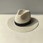 Customizable Classic Woven Straw Fedora Hat - Premium Leather Band Collection