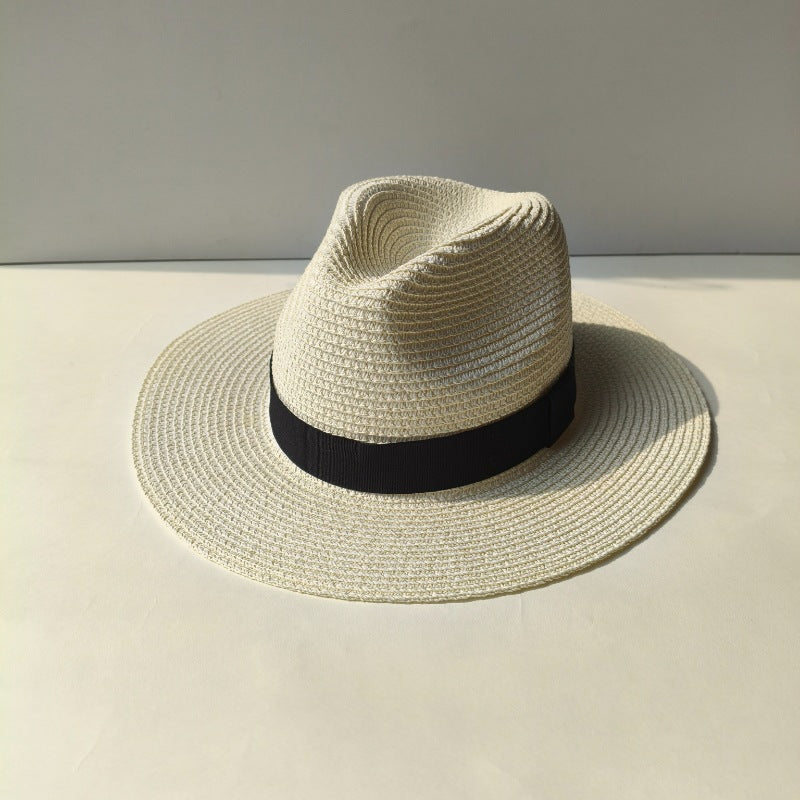 Customizable Classic Woven Straw Fedora Hat - Premium Leather Band Collection