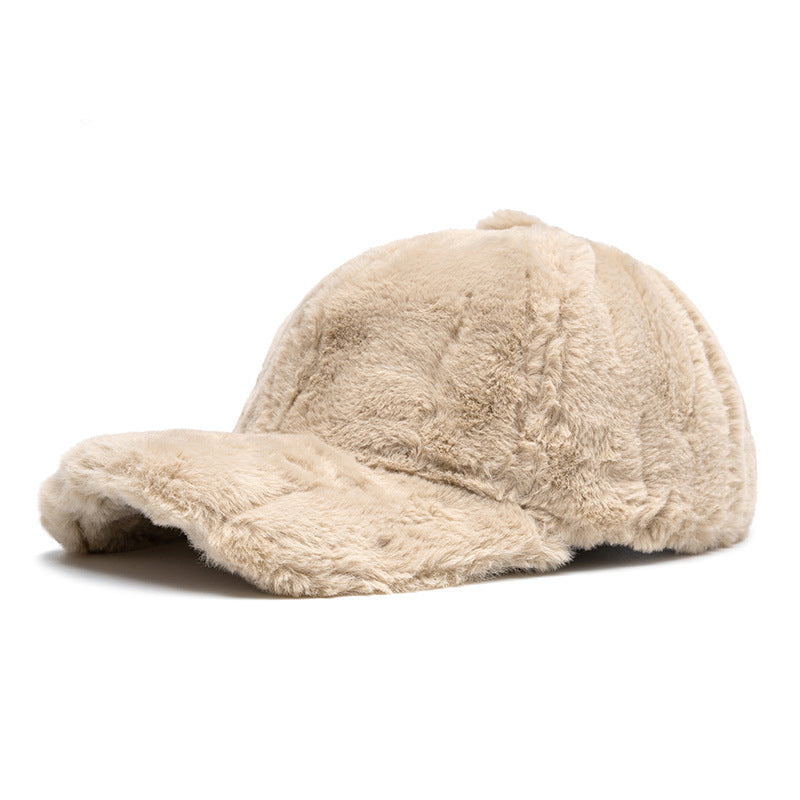 Customizable Plush Faux Fur Baseball Cap Collection - 4-Neutral Palette