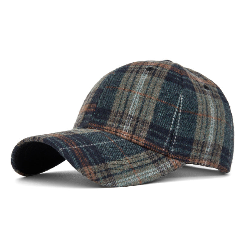 Customizable Autumn and Winter Hard Top Plaid Baseball Cap