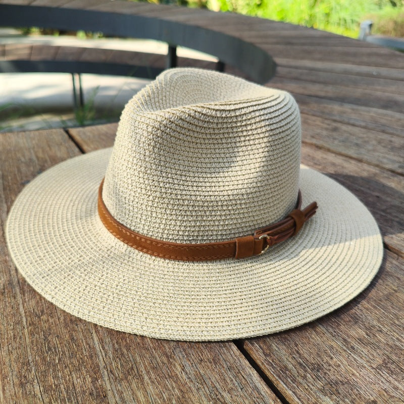 Customizable Classic Woven Straw Fedora Hat - Premium Leather Band Collection