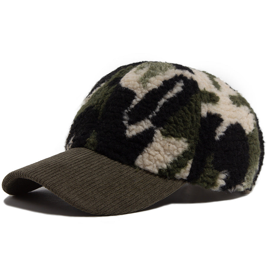 Customizable Winter Camouflage Baseball Cap with Colorful Knit Bill