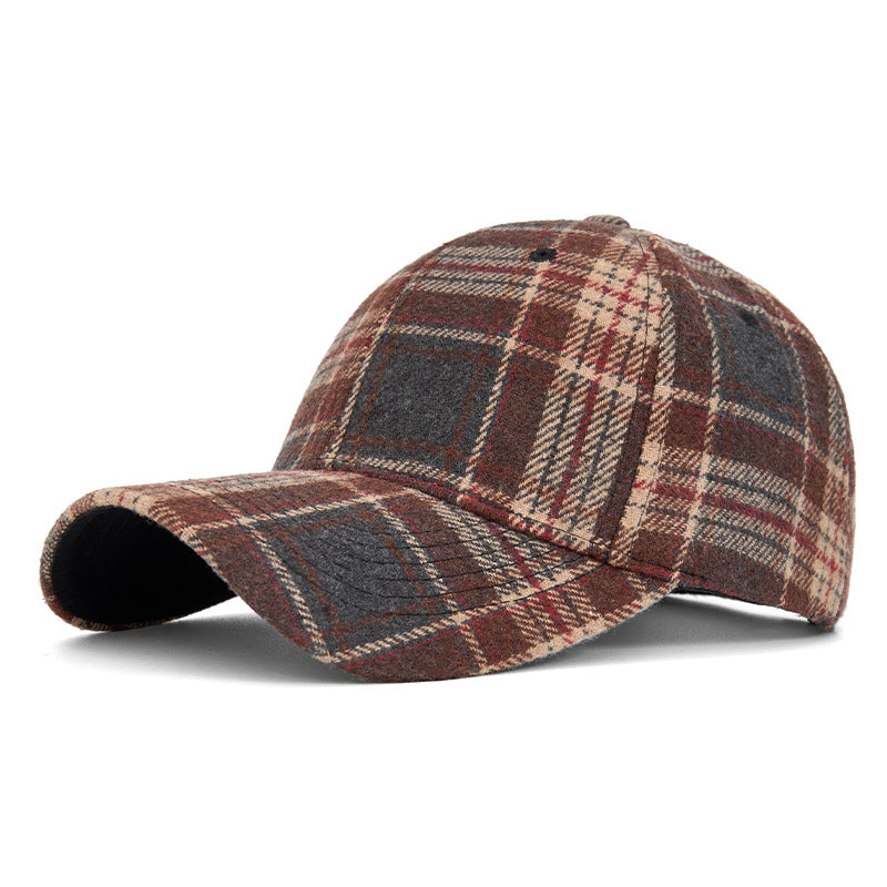 Customizable Autumn and Winter Hard Top Plaid Baseball Cap