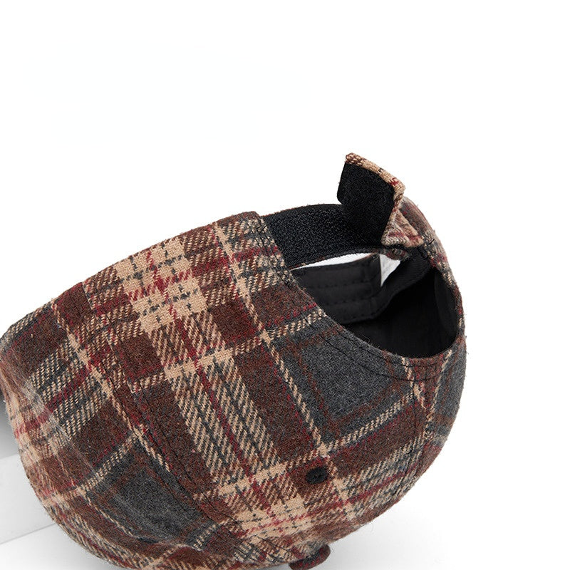 Customizable Autumn and Winter Hard Top Plaid Baseball Cap