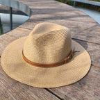Customizable Classic Woven Straw Fedora Hat - Premium Leather Band Collection