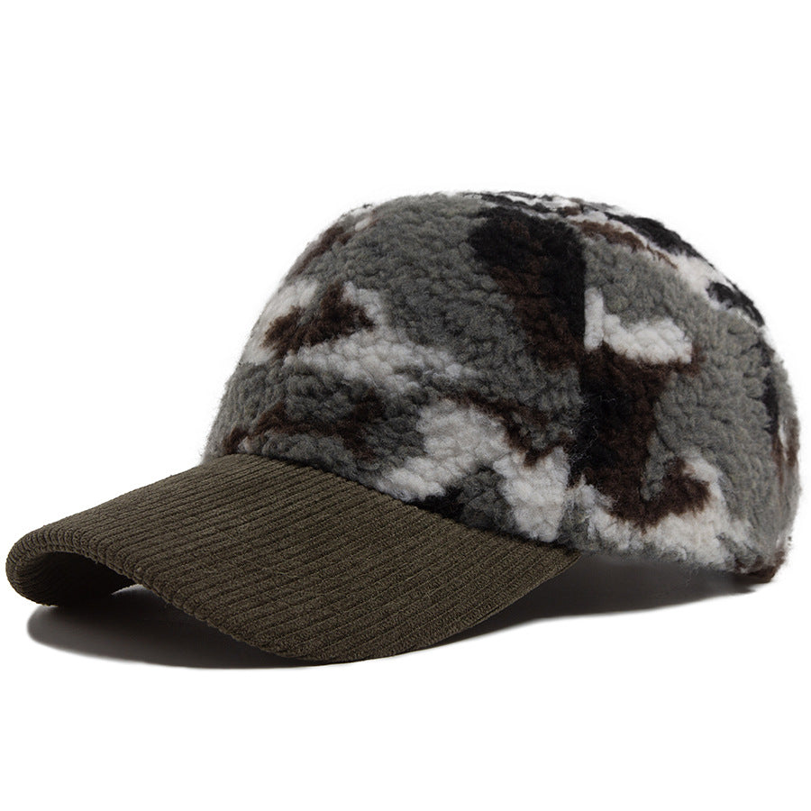 Customizable Winter Camouflage Baseball Cap with Colorful Knit Bill