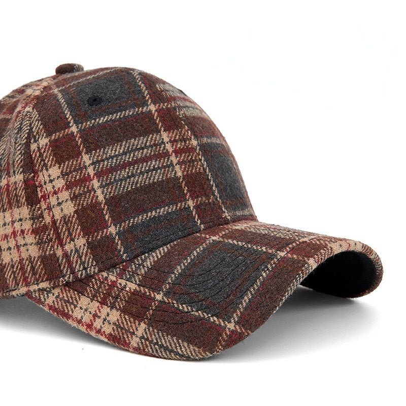 Customizable Autumn and Winter Hard Top Plaid Baseball Cap