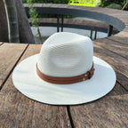Customizable Classic Woven Straw Fedora Hat - Premium Leather Band Collection
