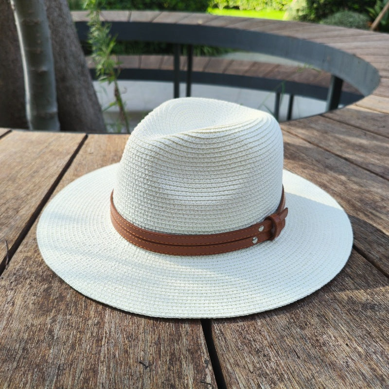 Customizable Classic Woven Straw Fedora Hat - Premium Leather Band Collection