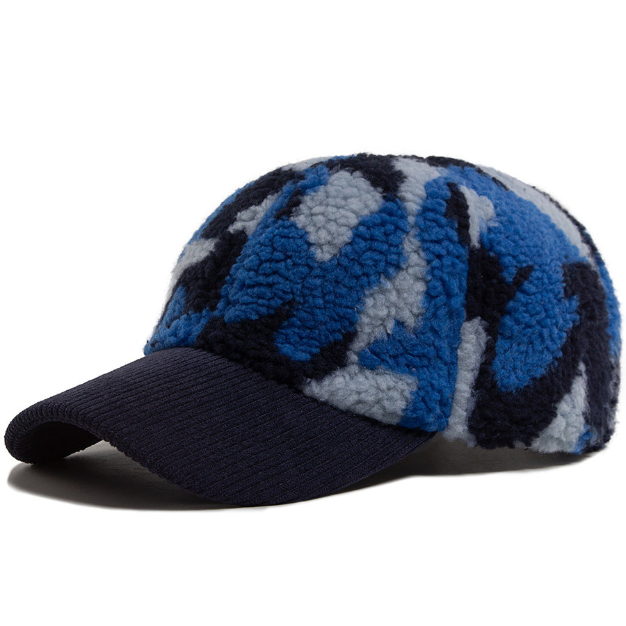 Customizable Winter Camouflage Baseball Cap with Colorful Knit Bill