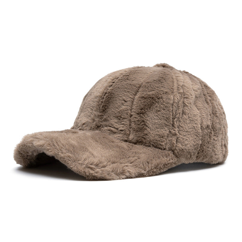 Customizable Plush Faux Fur Baseball Cap Collection - 4-Neutral Palette