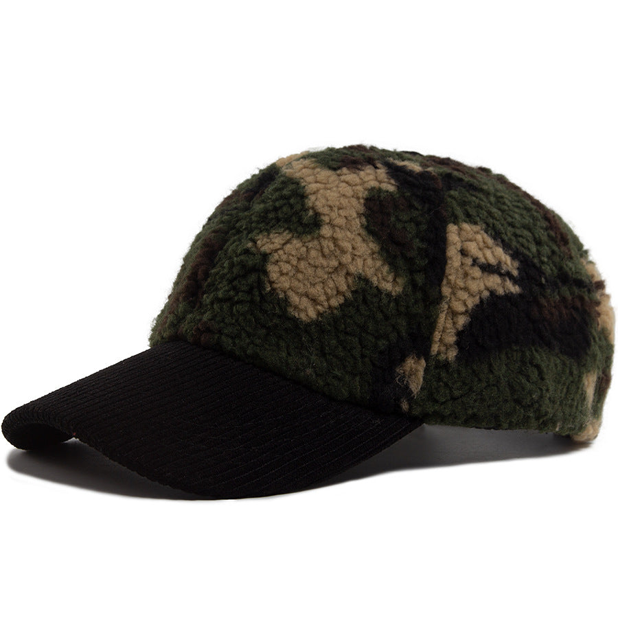 Customizable Winter Camouflage Baseball Cap with Colorful Knit Bill
