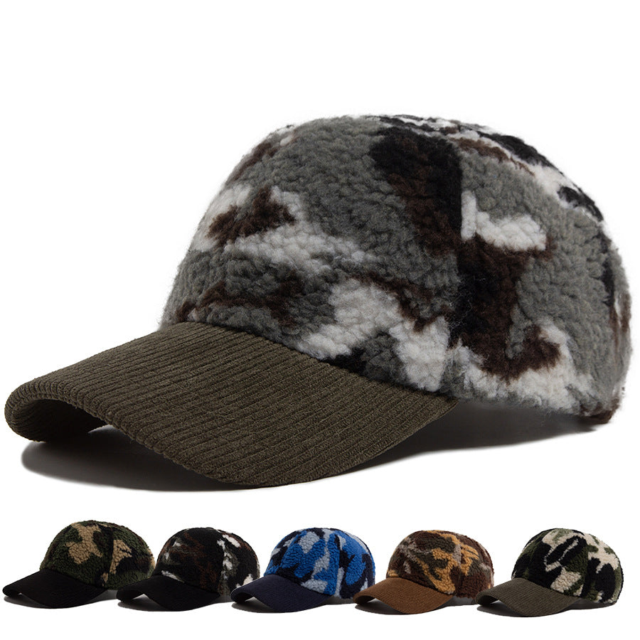 Customizable Winter Camouflage Baseball Cap with Colorful Knit Bill