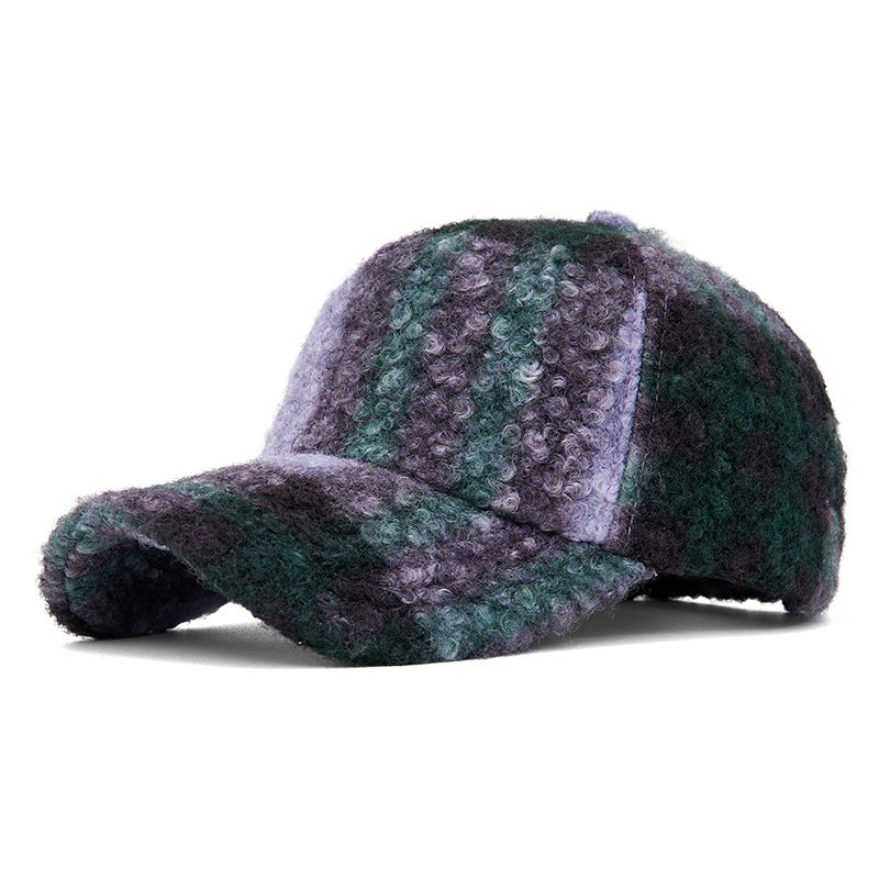 Customizable Chunky Knit Baseball Cap - Plaid & Colorblock Collection
