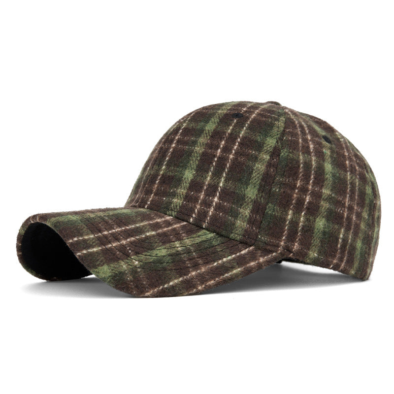 Customizable Autumn and Winter Hard Top Plaid Baseball Cap