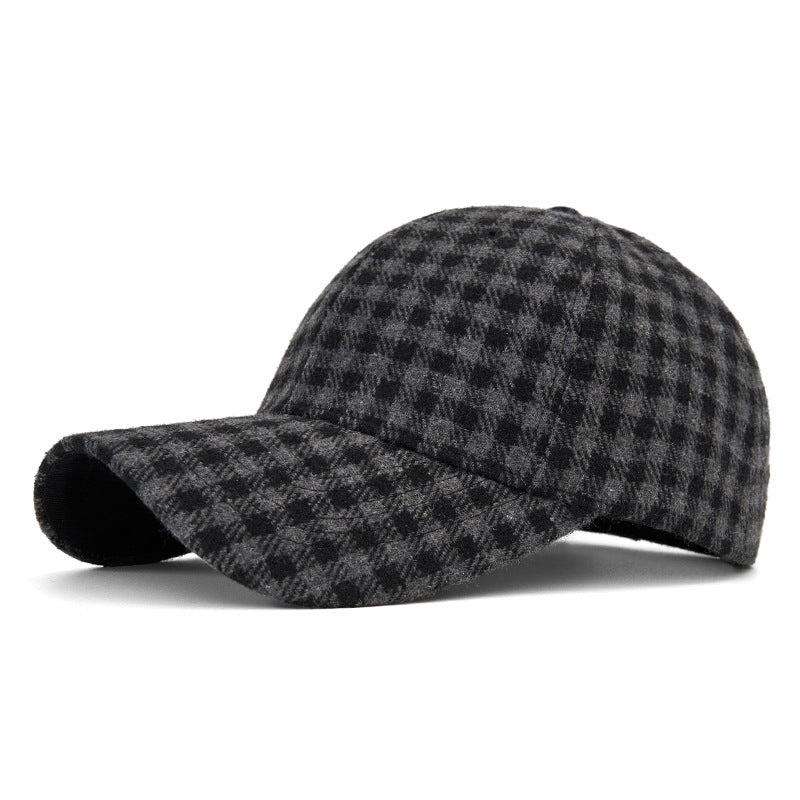 Customizable Autumn and Winter Hard Top Plaid Baseball Cap