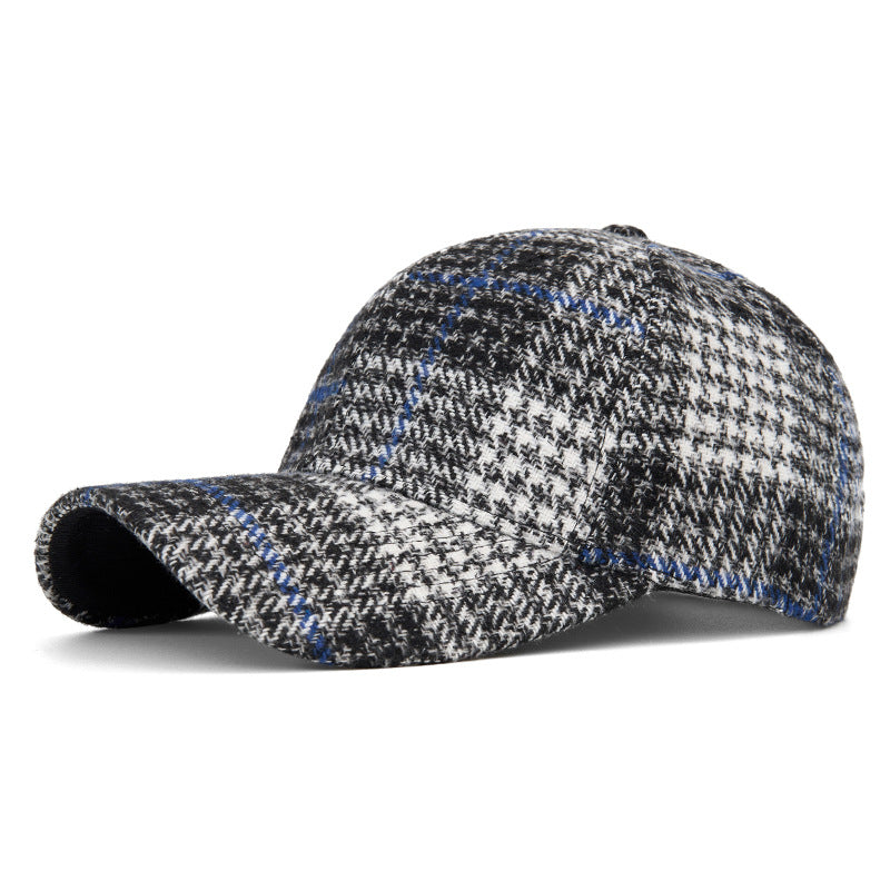 Customizable Autumn and Winter Hard Top Plaid Baseball Cap