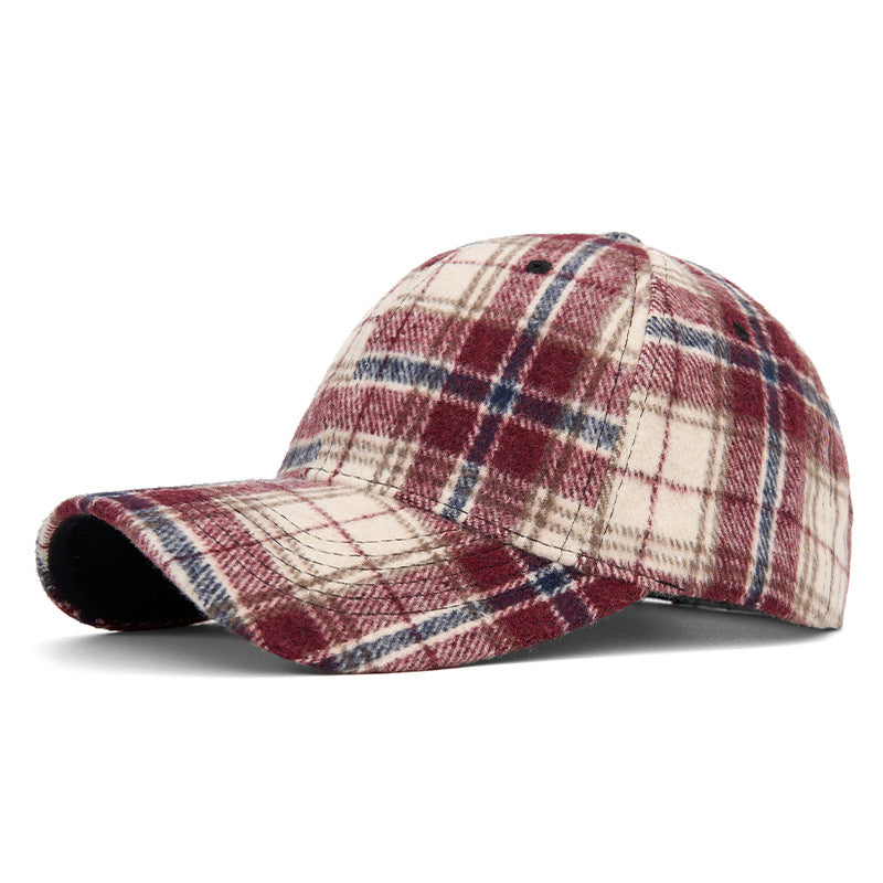 Customizable Autumn and Winter Hard Top Plaid Baseball Cap