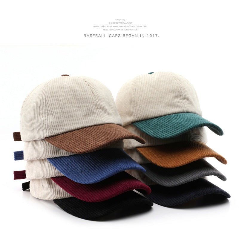 Customizable Corduroy Color-Block Baseball Cap